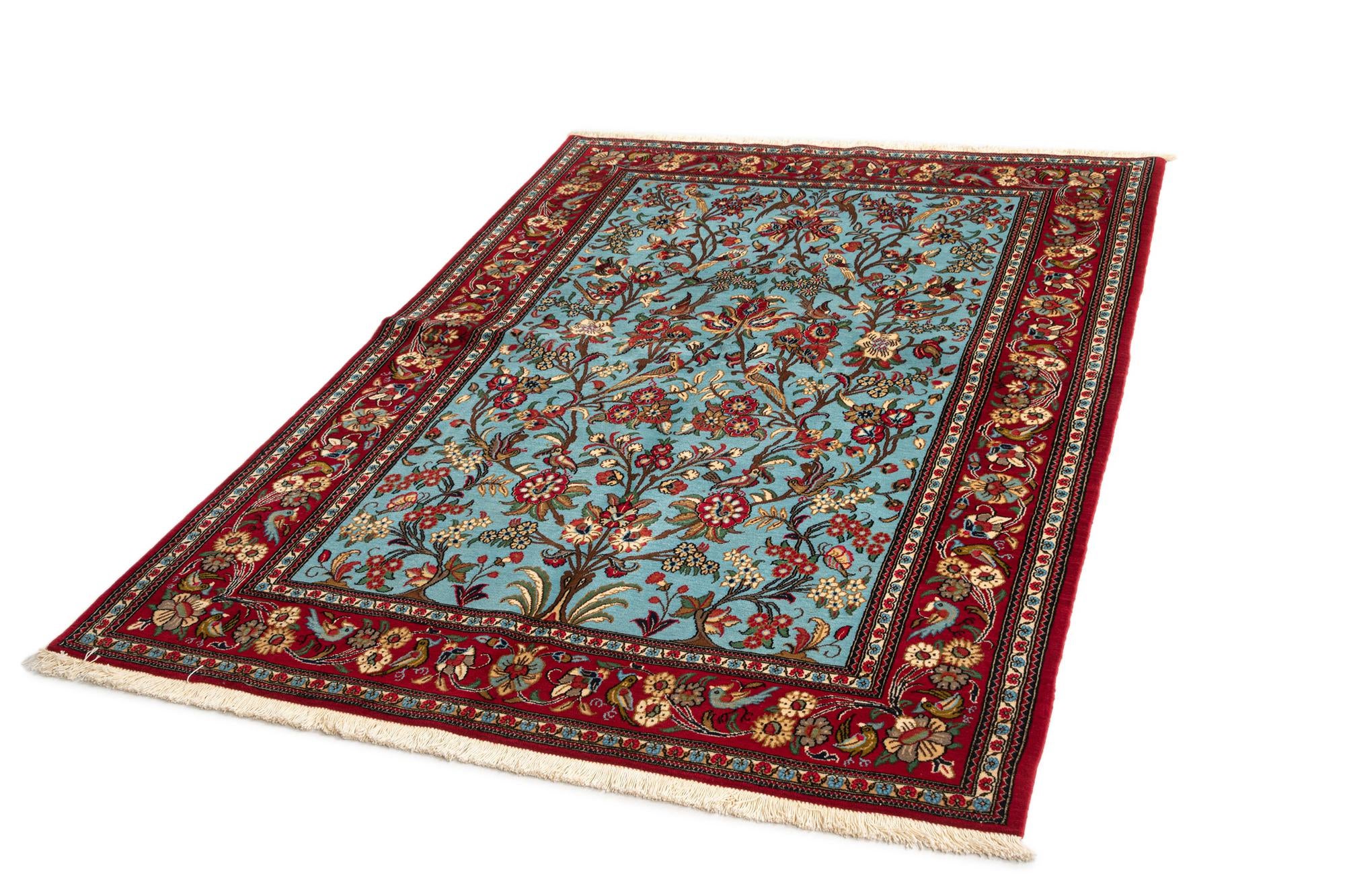 4' 10 x 6' 11 Hand Knotted Qom Persian Rug