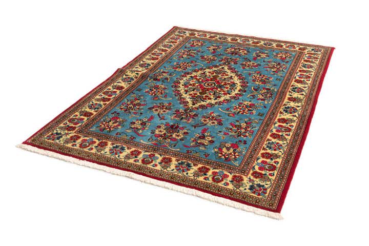 4' 9 x 6' 10 Hand Knotted Qom Persian Rug