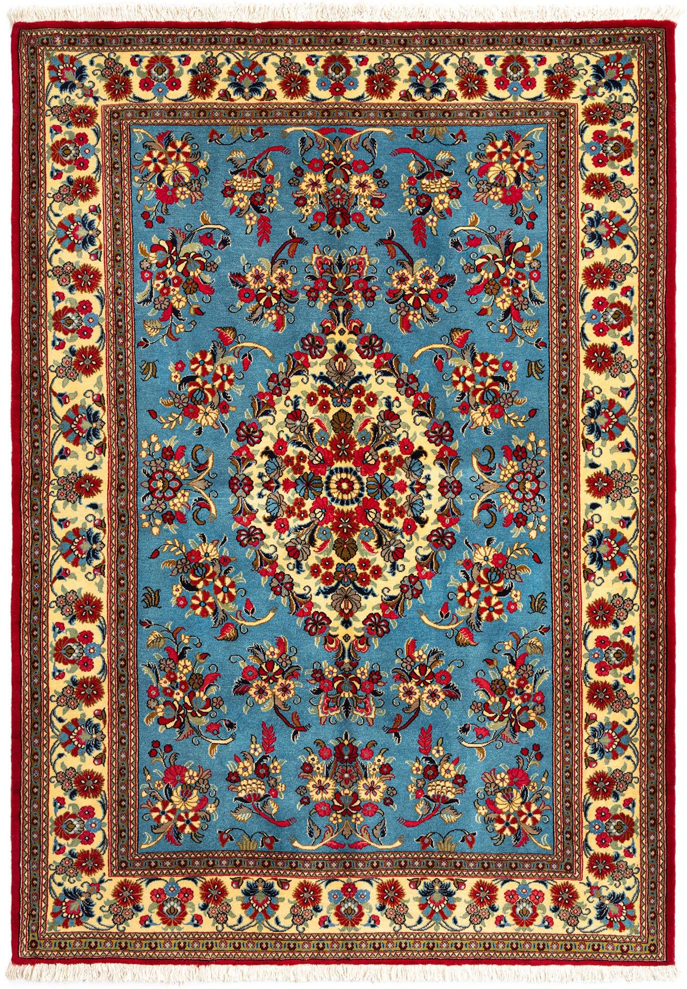 4' 9 x 6' 10 Hand Knotted Qom Persian Rug