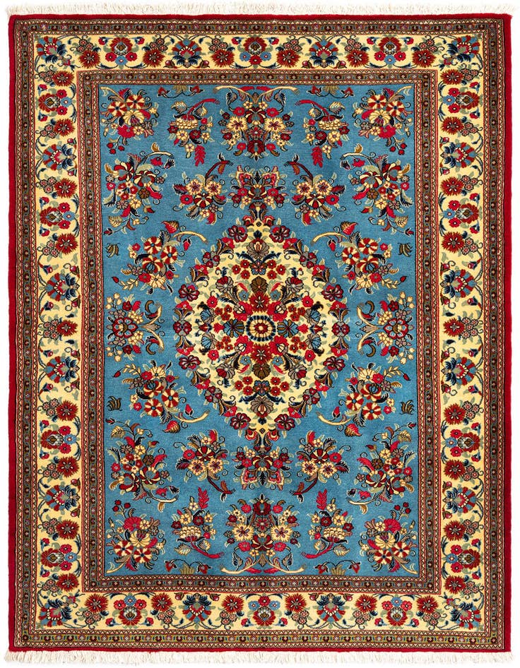 Detail image of 4' 9 x 6' 10 Hand Knotted Qom Persian Rug
