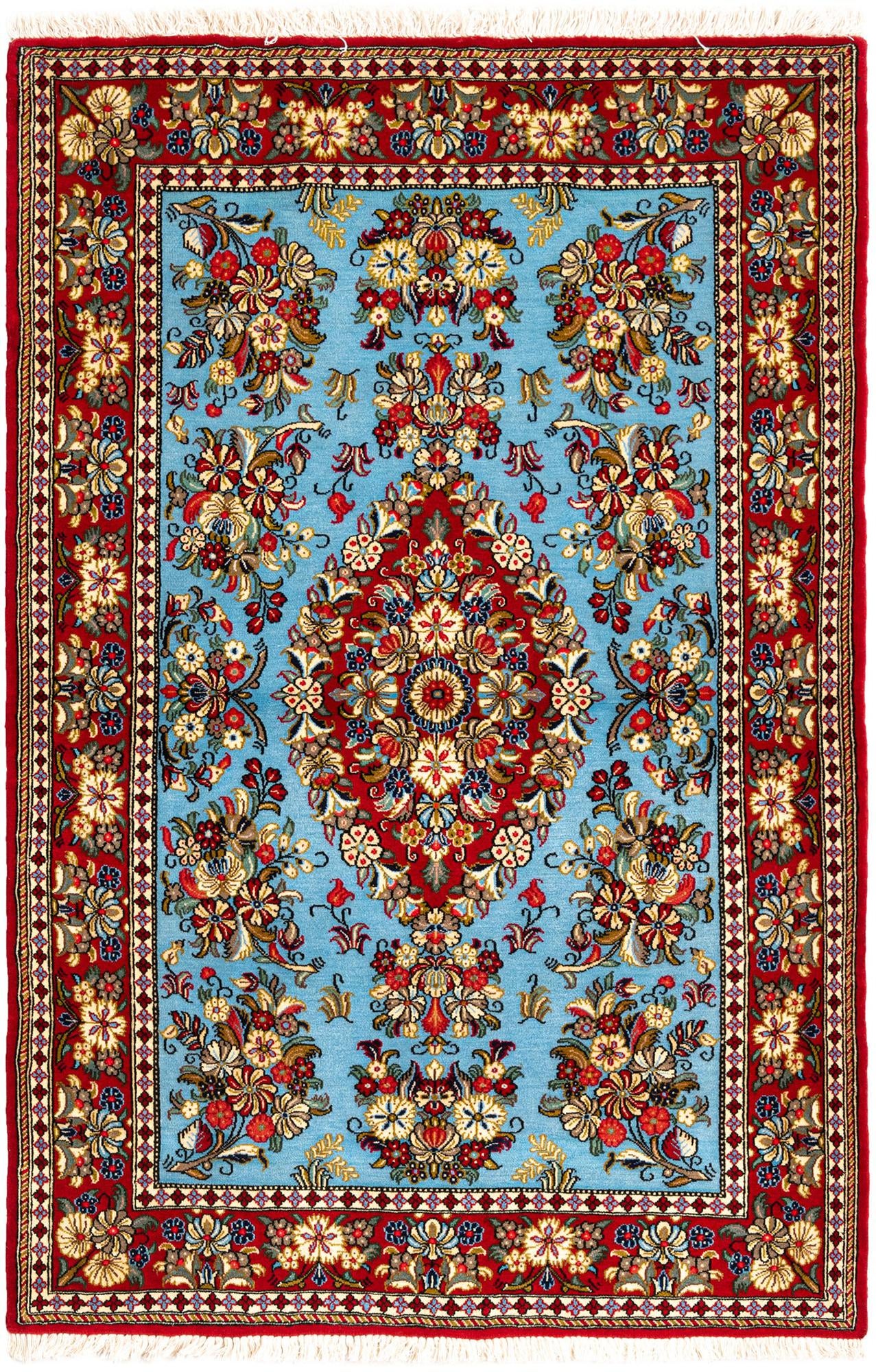 3' 5 x 5' 1 Hand Knotted Qom Persian Rug