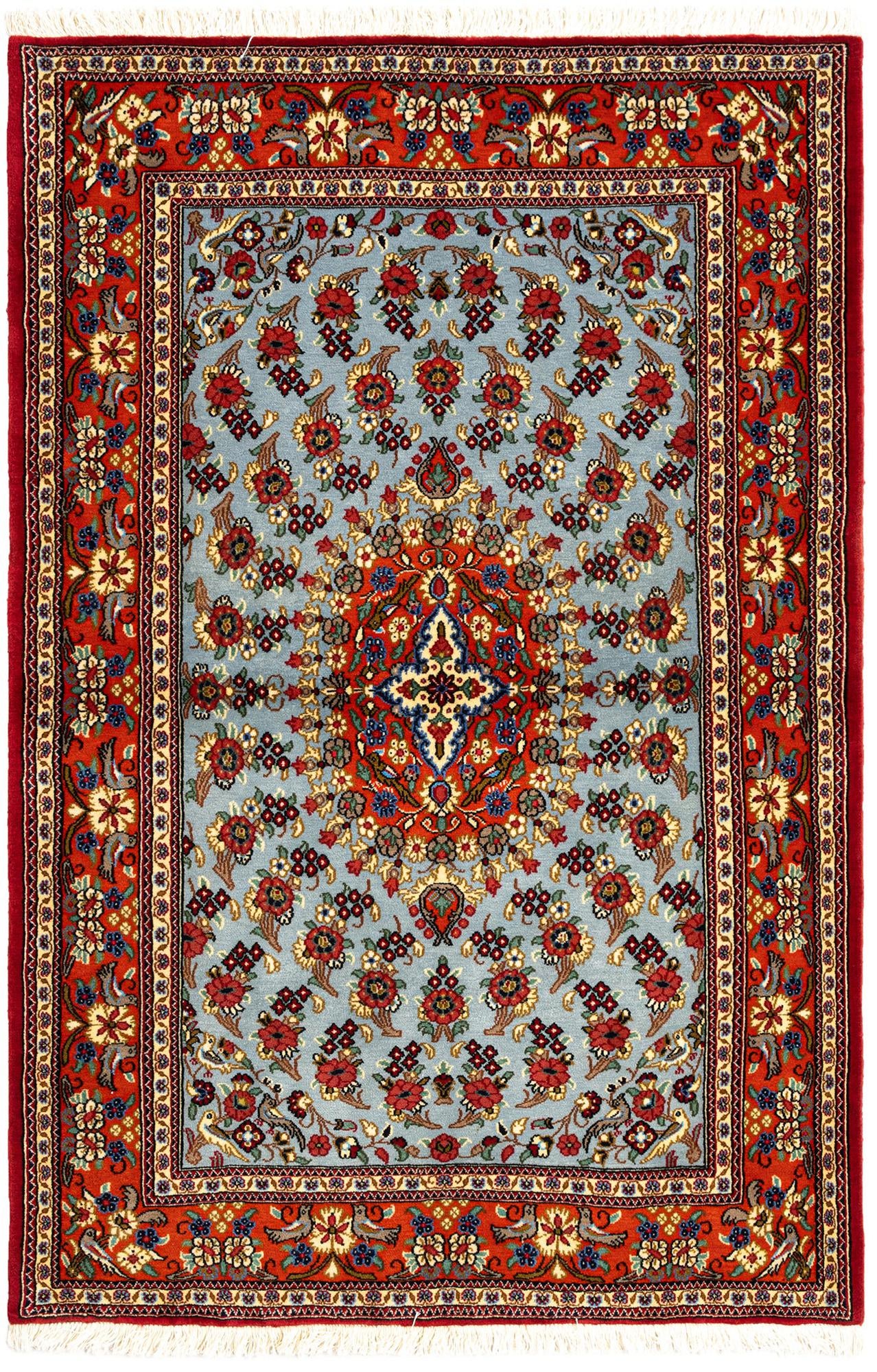 3' 5 x 5' 1 Hand Knotted Qom Persian Rug