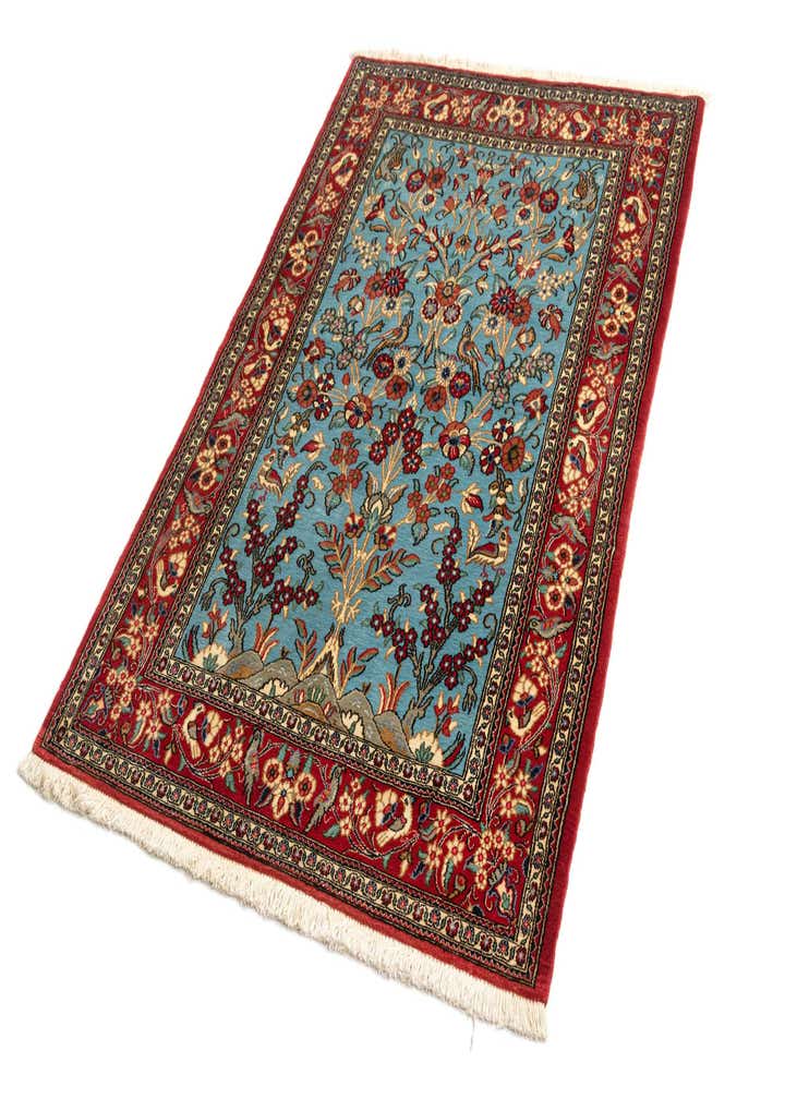 3' 5 x 5' Hand Knotted Qom Persian Rug