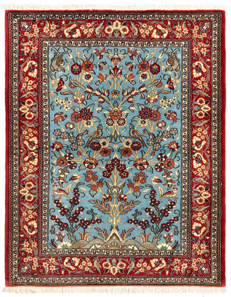 Detail image of 3' 5 x 5' Hand Knotted Qom Persian Rug