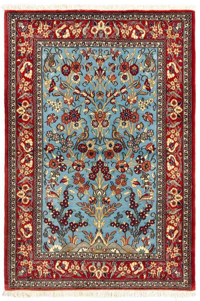 3' 5 x 5' Hand Knotted Qom Persian Rug