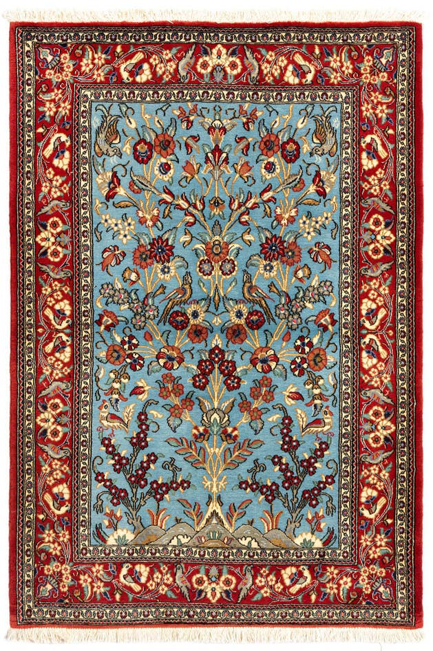 Detail image of 3' 5 x 5' Hand Knotted Qom Persian Rug