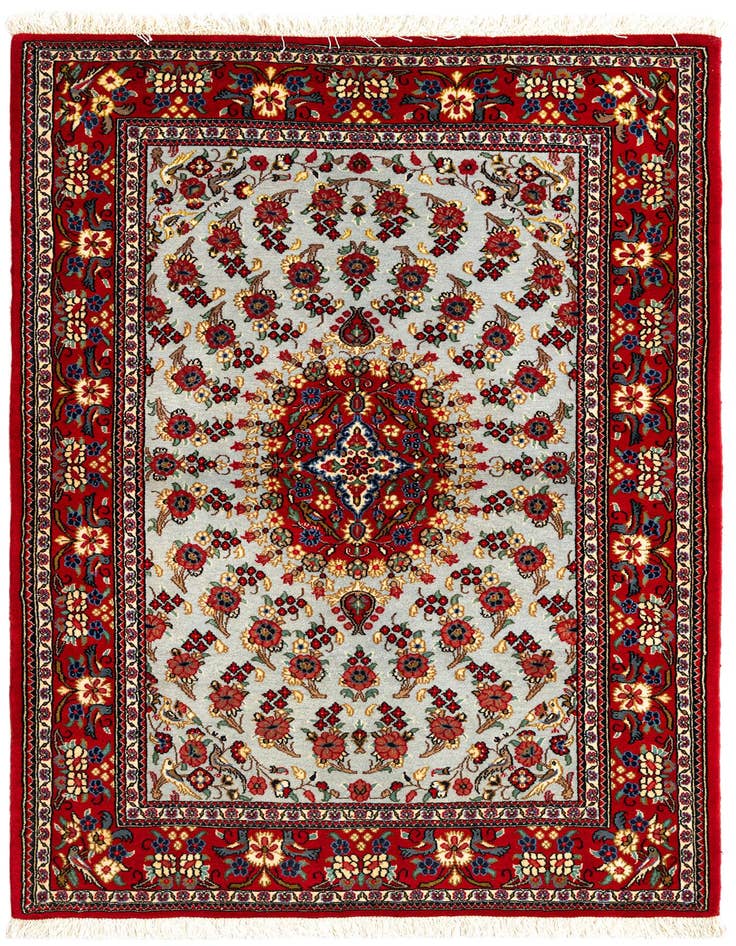 Detail image of 3' 7 x 4' 11 Hand Knotted Qom Persian Rug