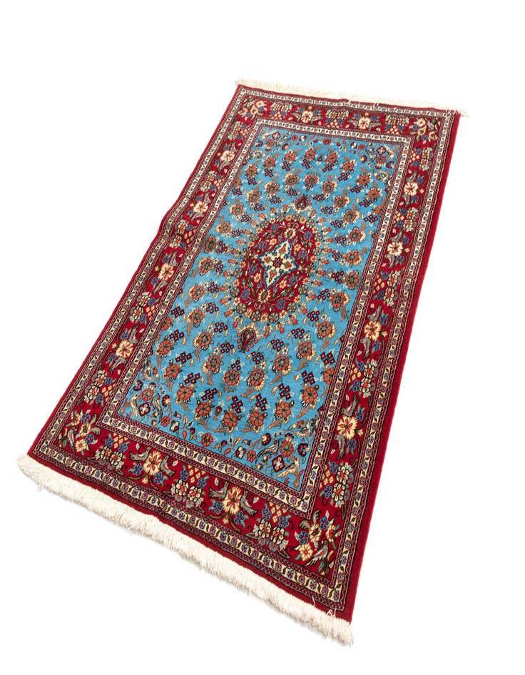 Detail image of 3' 5 x 4' 11  Hand Knotted Qom Persian Rug