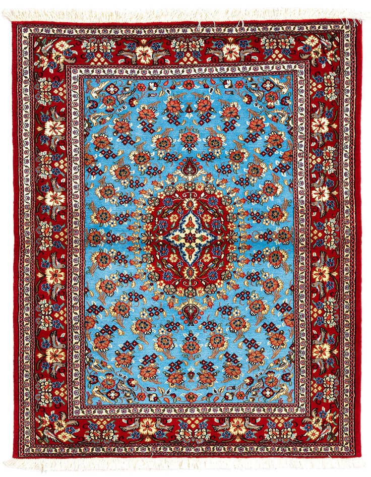 Detail image of 3' 5 x 4' 11 Hand Knotted Qom Persian Rug