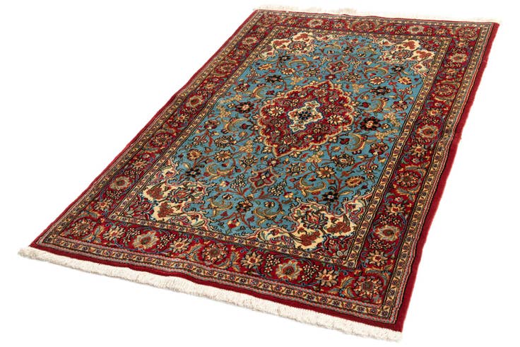 Detail image of 3' 5 x 5' Hand Knotted Qom Persian Rug