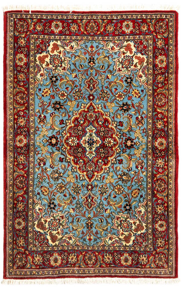 Detail image of 3' 5 x 5' Hand Knotted Qom Persian Rug