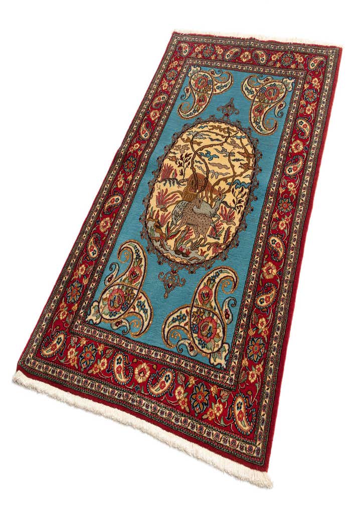 3' 6 x 5' 4 Hand Knotted Qom Persian Rug