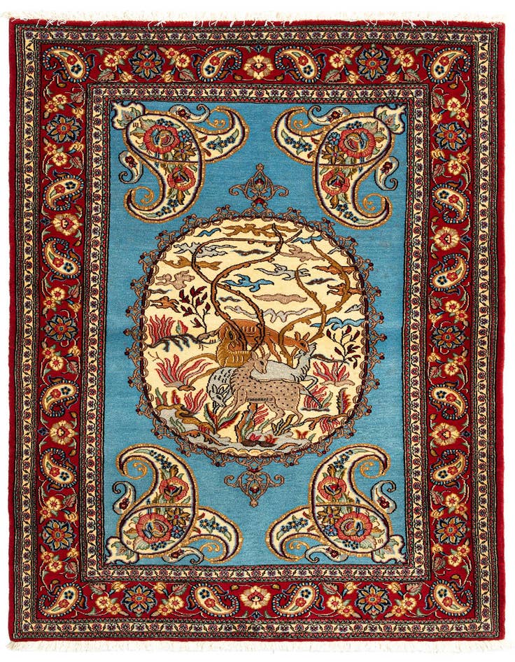 Detail image of 3' 6 x 5' 4 Hand Knotted Qom Persian Rug