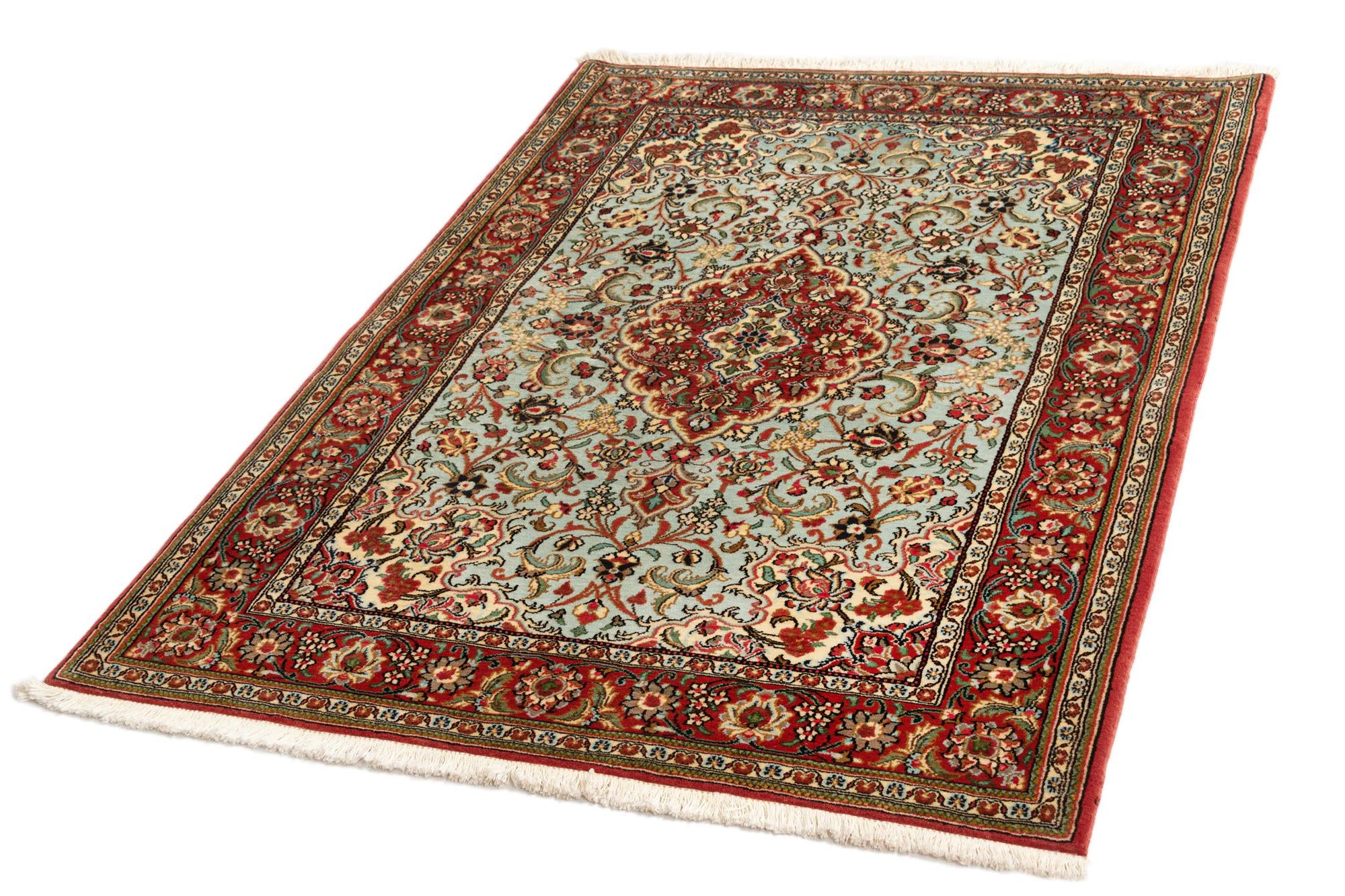 3' 7 x 5' 1 Hand Knotted Qom Persian Rug