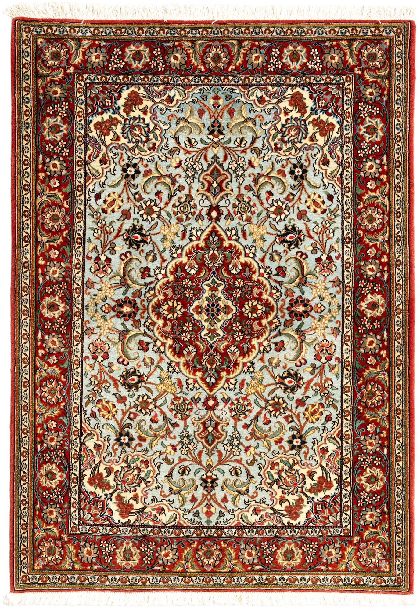 3' 7 x 5' 1 Hand Knotted Qom Persian Rug