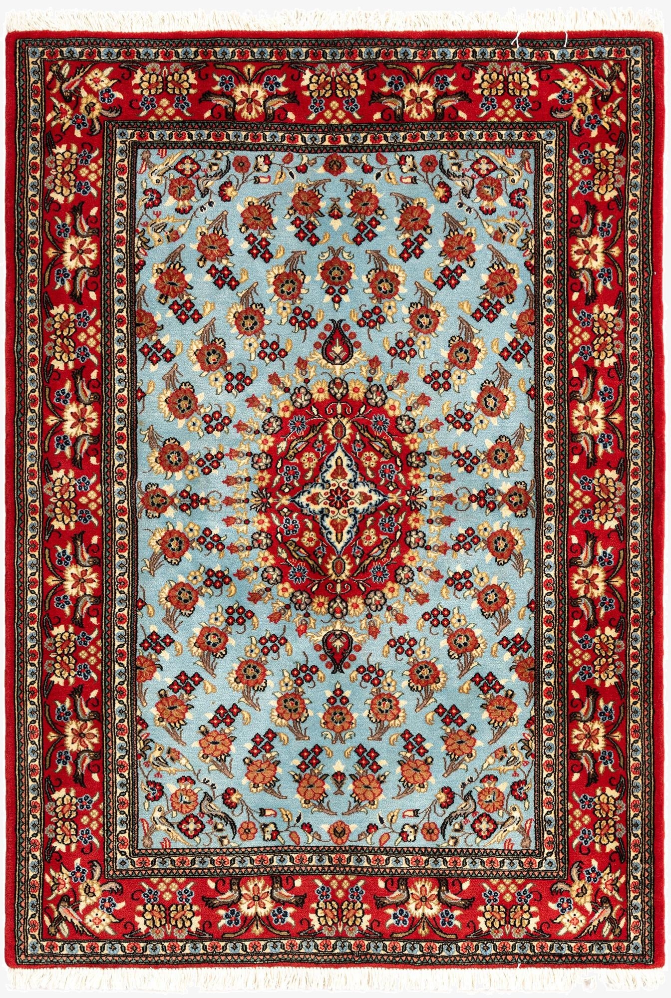 3' 7 x 5'  Hand Knotted Qom Persian Rug