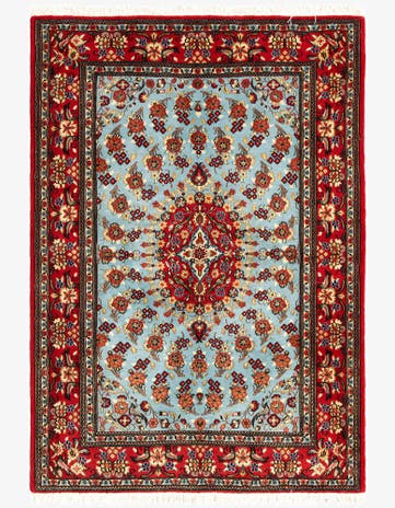 3' 7 x 5' Hand Knotted Qom Persian Rug