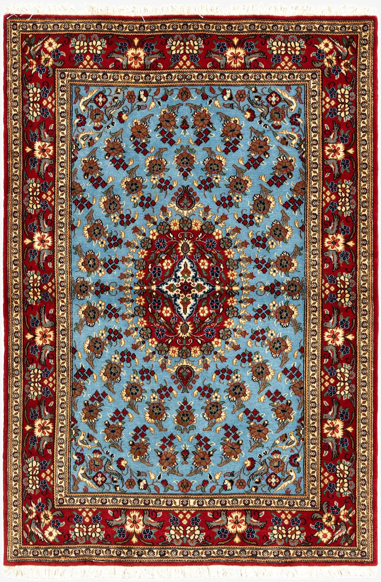 3' 5 x 5'  Hand Knotted Qom Persian Rug