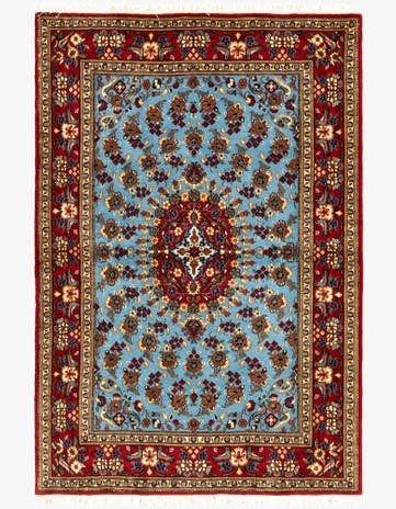 3' 5 x 5' Hand Knotted Qom Persian Rug