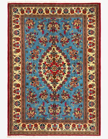 4' 9 x 6' 10 Hand Knotted Qom Persian Rug