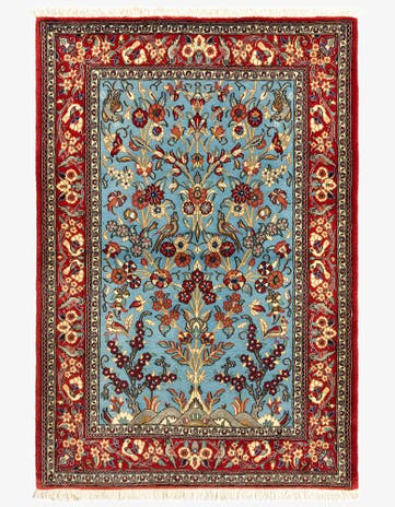 3' 5 x 5' Hand Knotted Qom Persian Rug