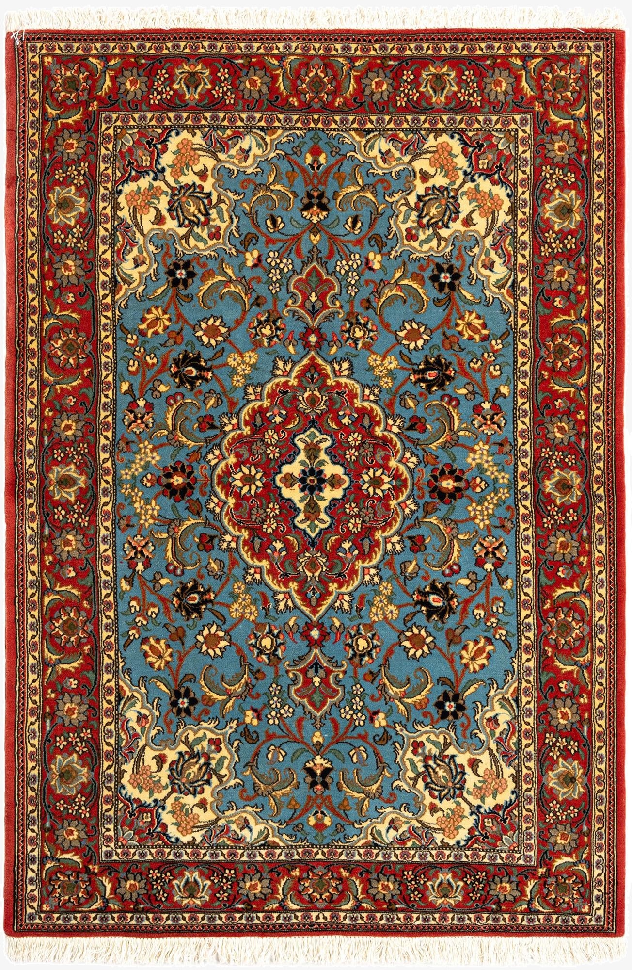 3' 6 x 5' 1  Hand Knotted Qom Persian Rug