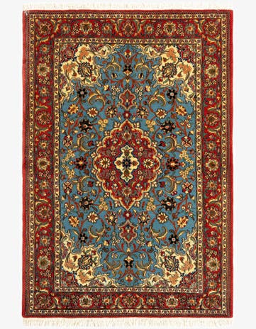 3' 6 x 5' 1 Hand Knotted Qom Persian Rug