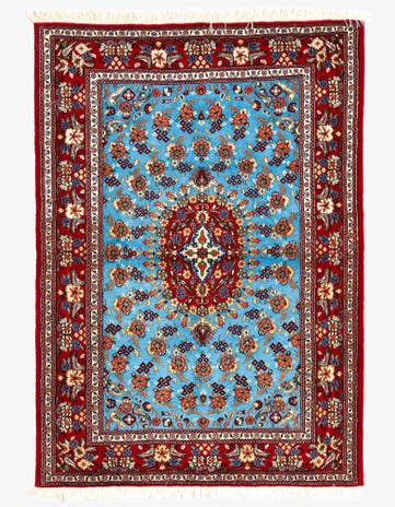 3' 5 x 4' 11 Hand Knotted Qom Persian Rug