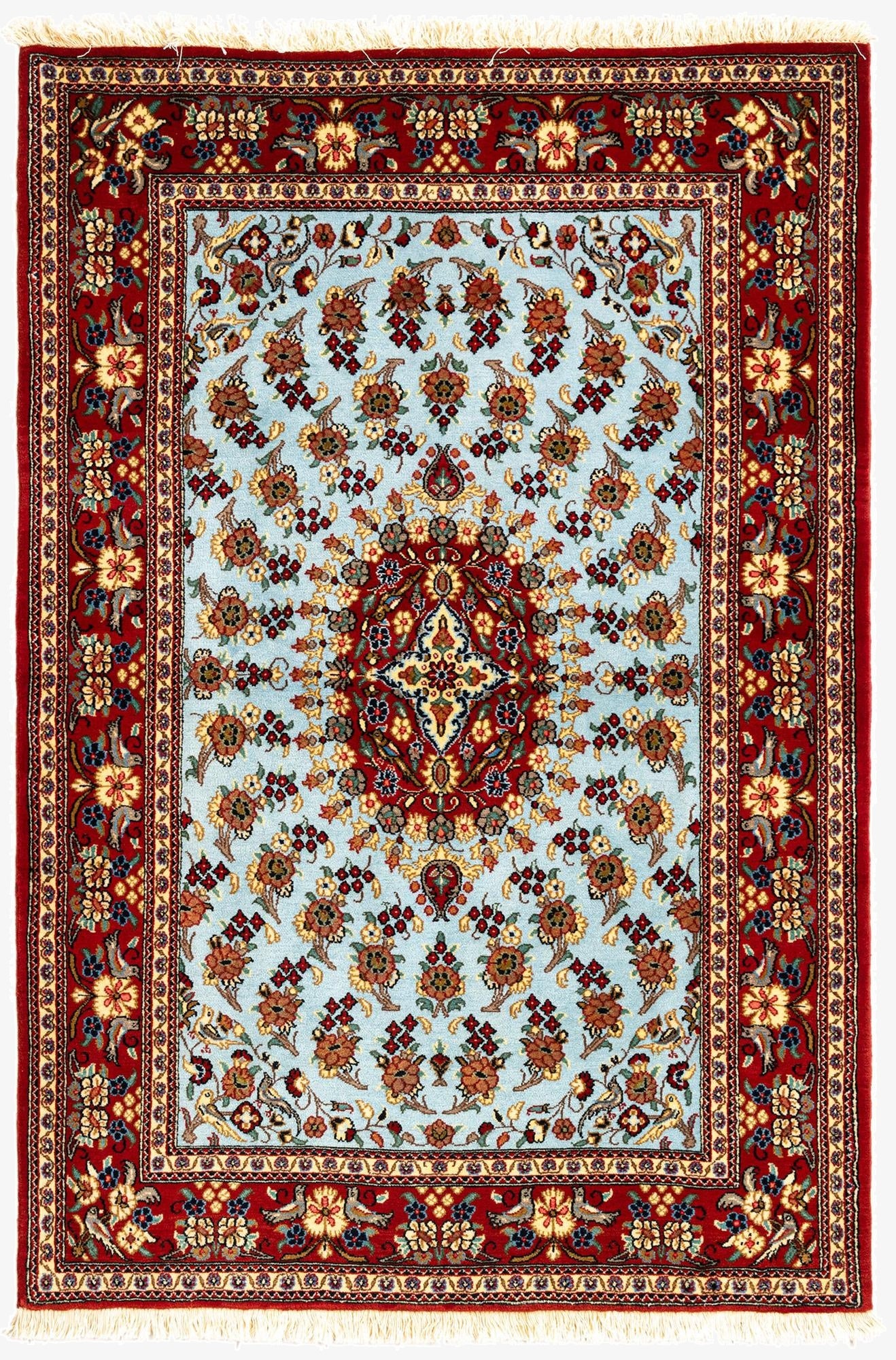 3' 5 x 5' 1  Hand Knotted Qom Persian Rug