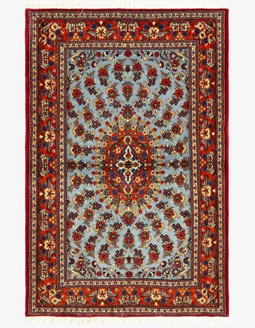 3' 5 x 5' 1 Hand Knotted Qom Persian Rug