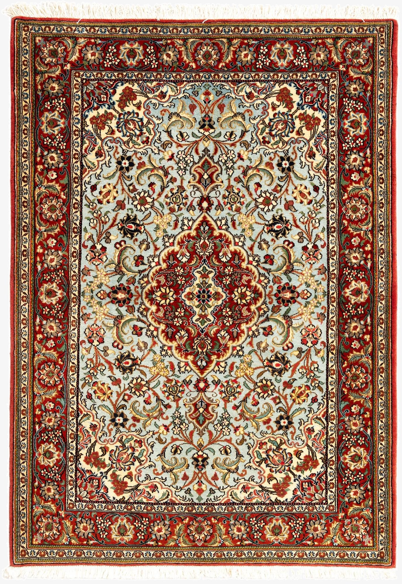 3' 7 x 5' 1  Hand Knotted Qom Persian Rug