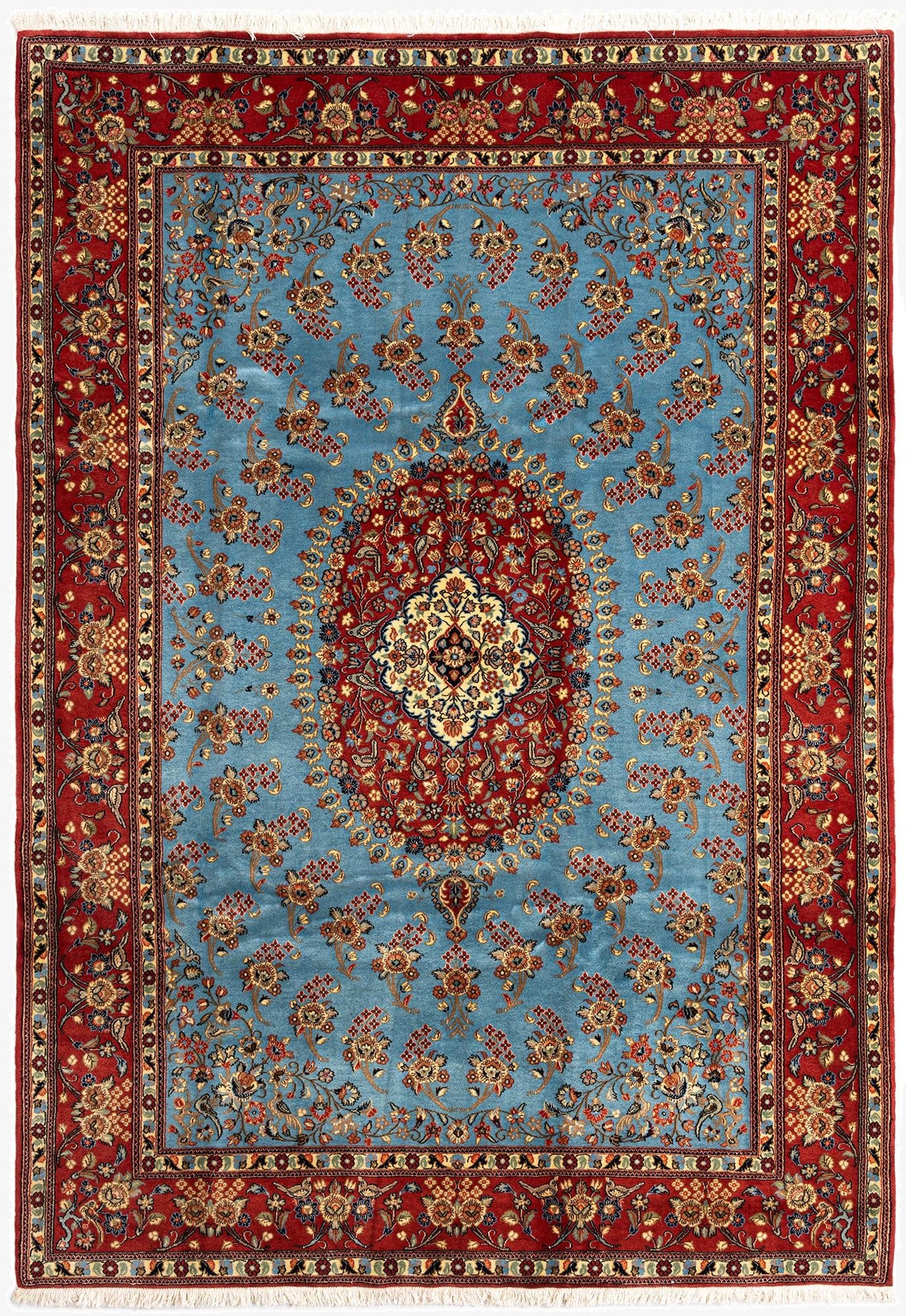 6' 7 x 9' 7  Hand Knotted Qom Persian Rug