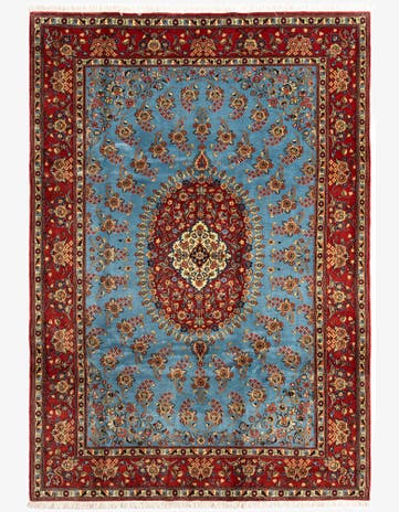 6' 7 x 9' 7 Hand Knotted Qom Persian Rug