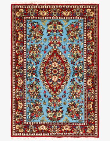 3' 5 x 5' 1 Hand Knotted Qom Persian Rug