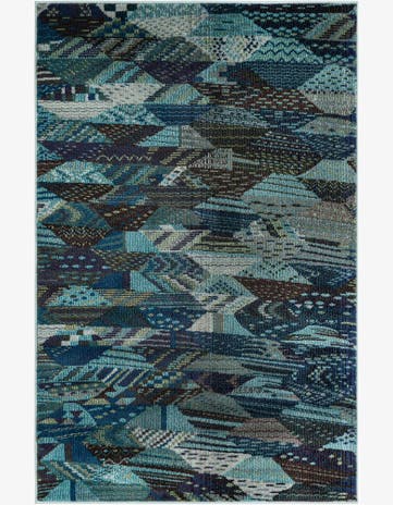 Blue Washable Santa Fe Rug