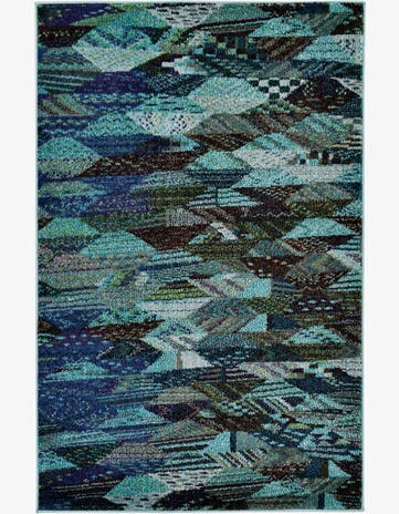Blue Washable Santa Fe Rug