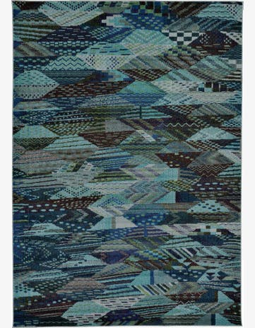 Blue Washable Santa Fe Rug