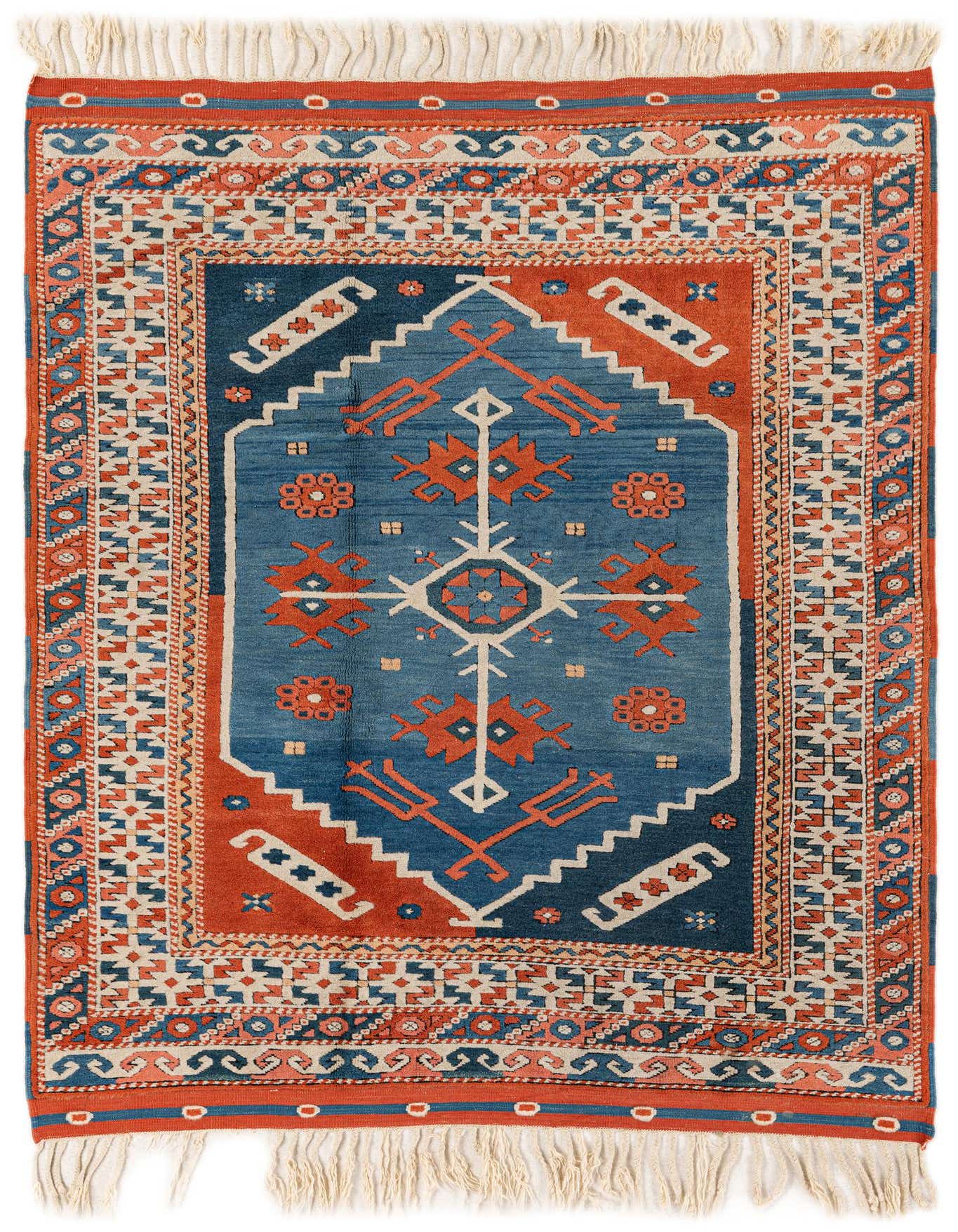 4' 6 x 5' 11 Hand Knotted Shiraz Oriental Wool Rug