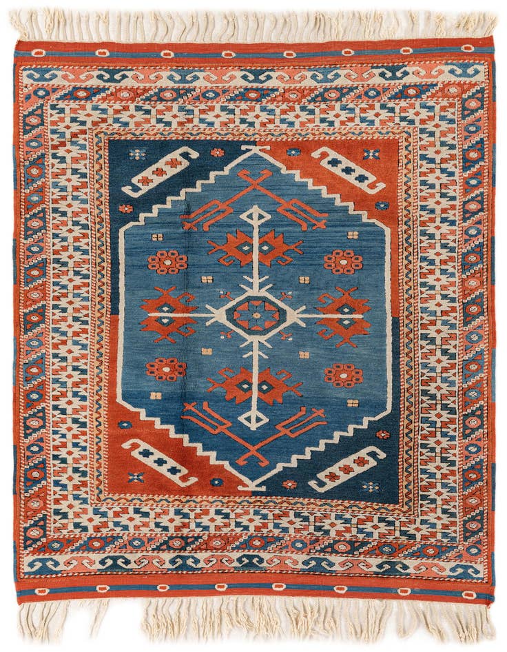 Detail image of 4' 6 x 5' 11 Hand Knotted Shiraz Oriental Wool Rug
