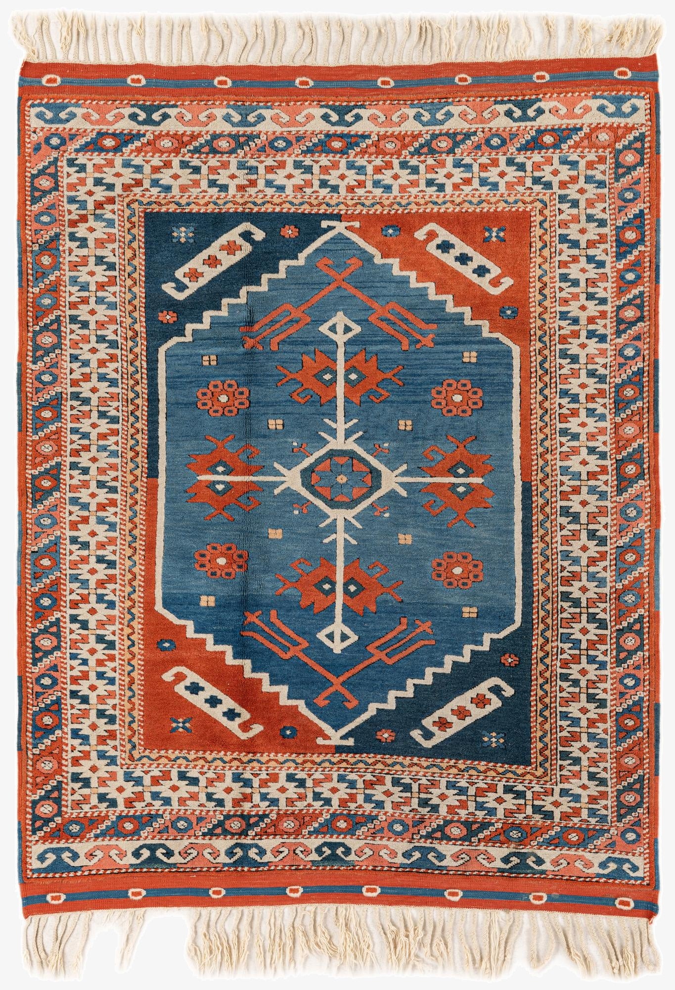 4' 6 x 5' 11  Hand Knotted Shiraz Oriental Wool Rug