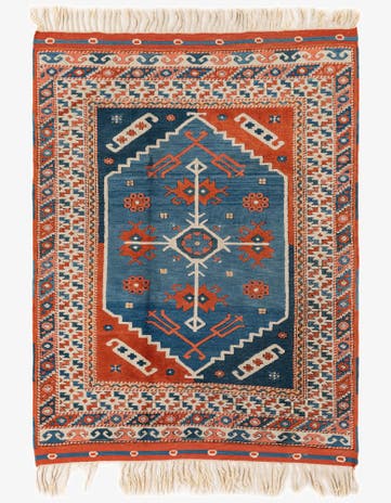 4' 6 x 5' 11 Hand Knotted Shiraz Oriental Wool Rug