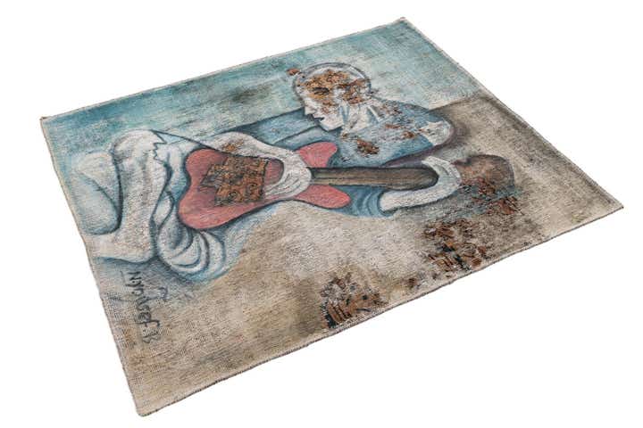 3' 4 x 4' Hand Knotted Ultra Vintage Persian Wool Rug