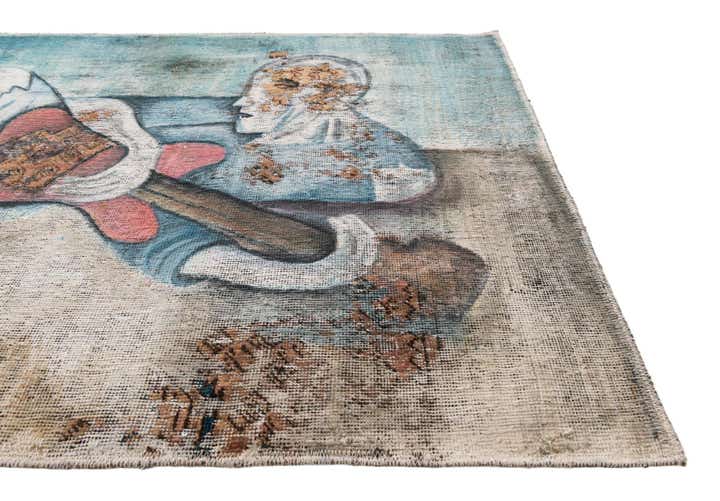 3' 4 x 4' Hand Knotted Ultra Vintage Persian Wool Rug