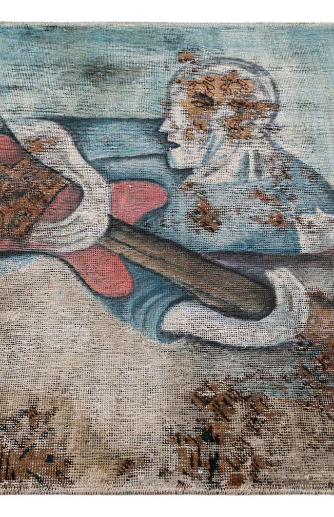 3' 4 x 4' Hand Knotted Ultra Vintage Persian Wool Rug