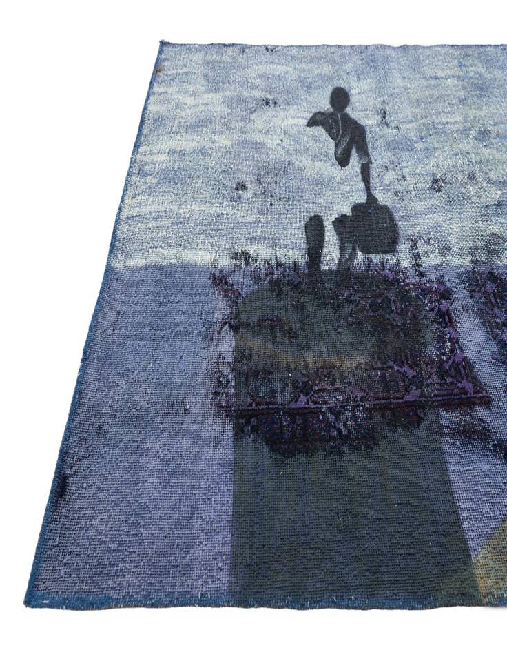 Detail image of 3' 9 x 4' 10  Hand Knotted Ultra Vintage Persian Wool Rug