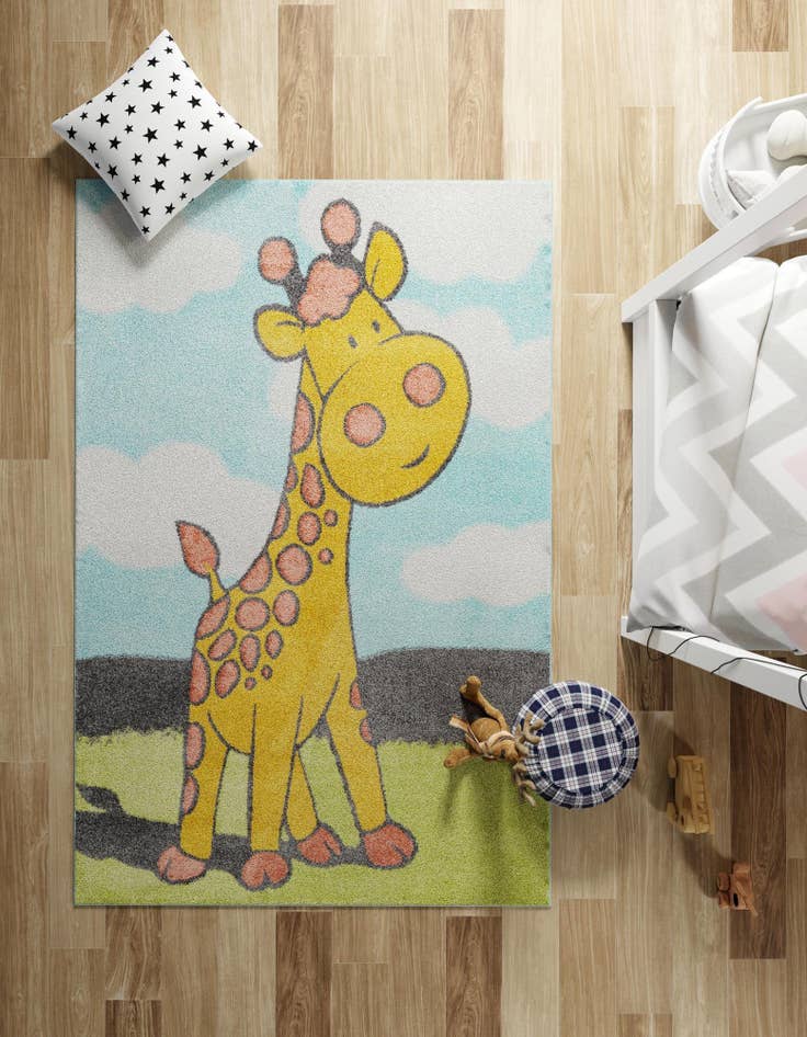 Detail image of 4' 1 x 6' 1 Giraffe Whimsy Kids Rug