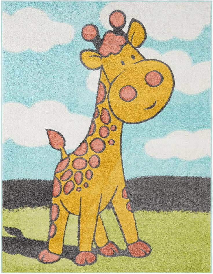 Detail image of 5' 3 x 8' Giraffe Whimsy Kids Rug