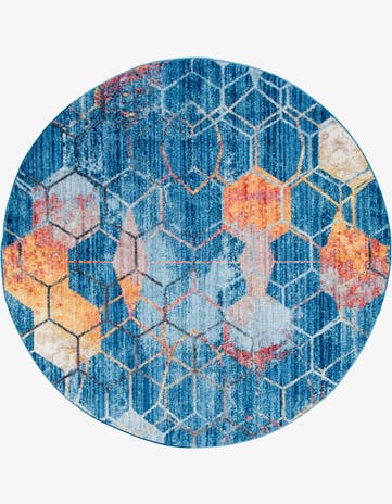 Blue Andromeda Round Rug