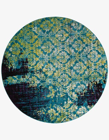 Blue Ankara Round Rug
