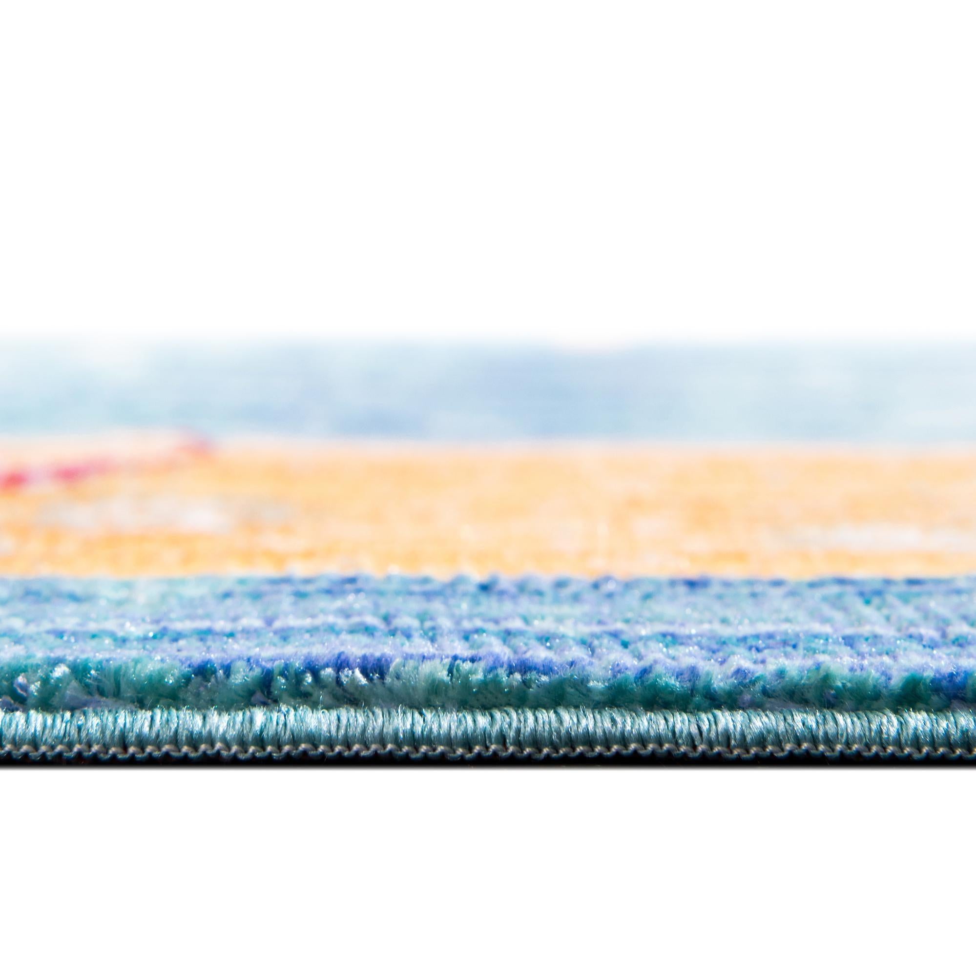 6' x 6' Aqua Round Rug